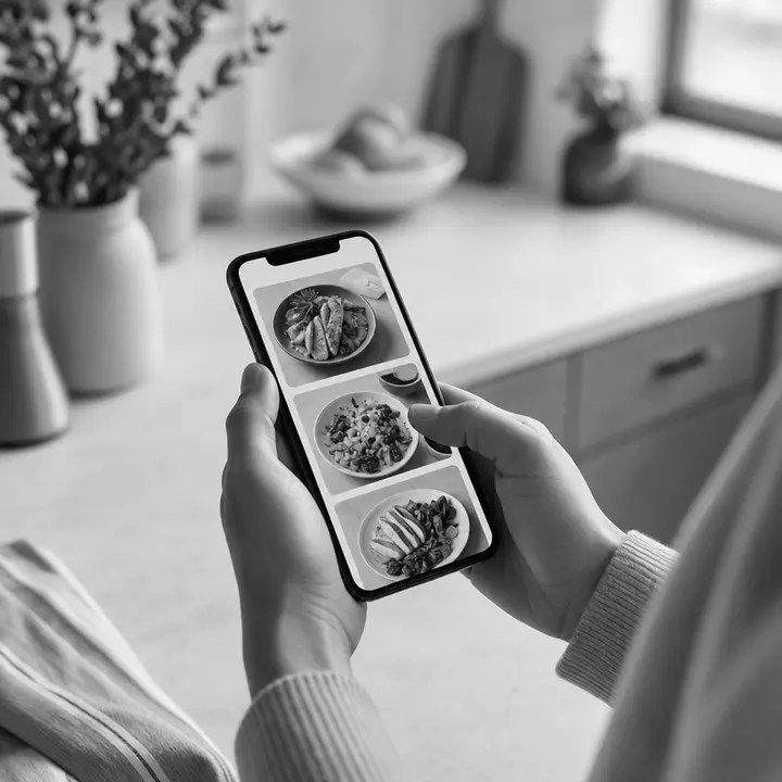 Browsing the meal menu on a phone